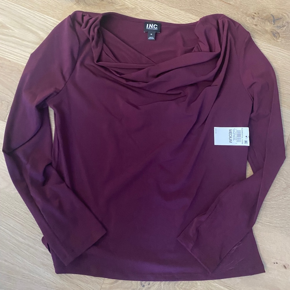 Deep Maroon Cowlick Top - M - NEW!